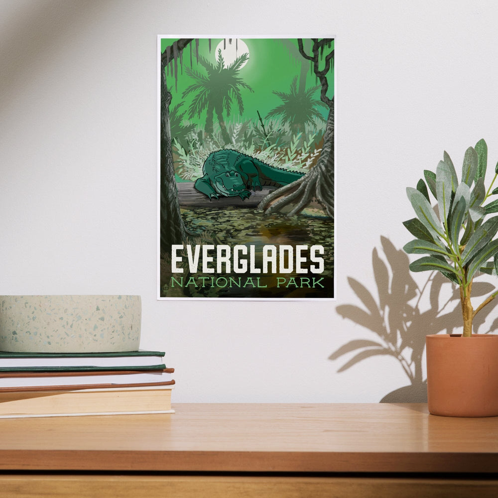Everglades National Park, Florida, Alligator in Swamp, Art & Giclee Prints Art Lantern Press 
