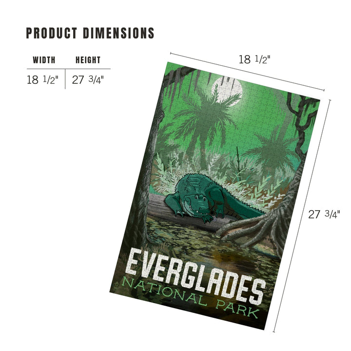 Everglades National Park, Florida, Alligator in Swamp, Jigsaw Puzzle Puzzle Lantern Press 