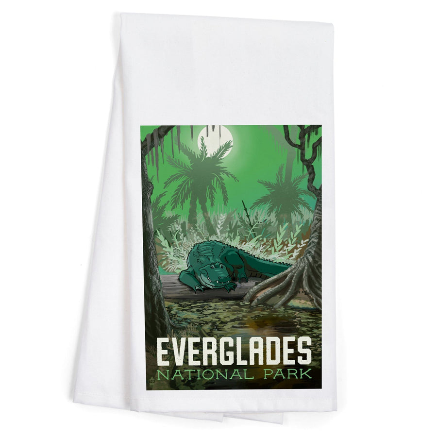 Everglades National Park, Florida, Alligator in Swamp, Organic Cotton Kitchen Tea Towels Kitchen Lantern Press 
