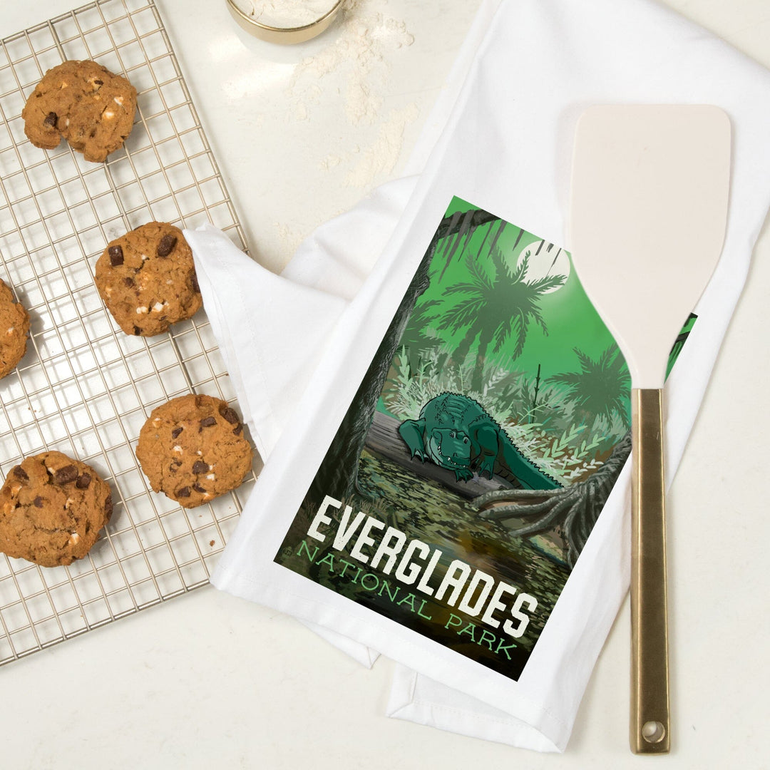 Everglades National Park, Florida, Alligator in Swamp, Organic Cotton Kitchen Tea Towels Kitchen Lantern Press 