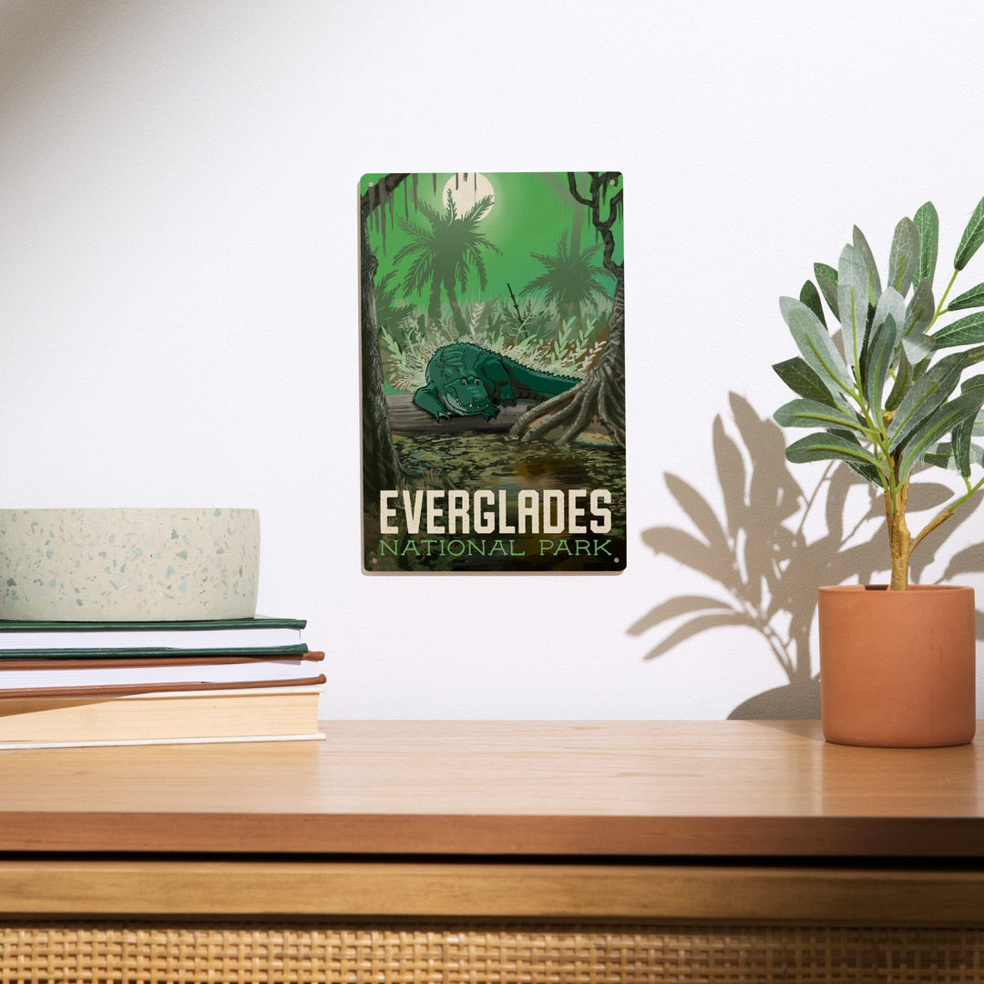 Everglades National Park, Florida, Alligator in Swamp, Wood Signs and Postcards Wood Lantern Press 