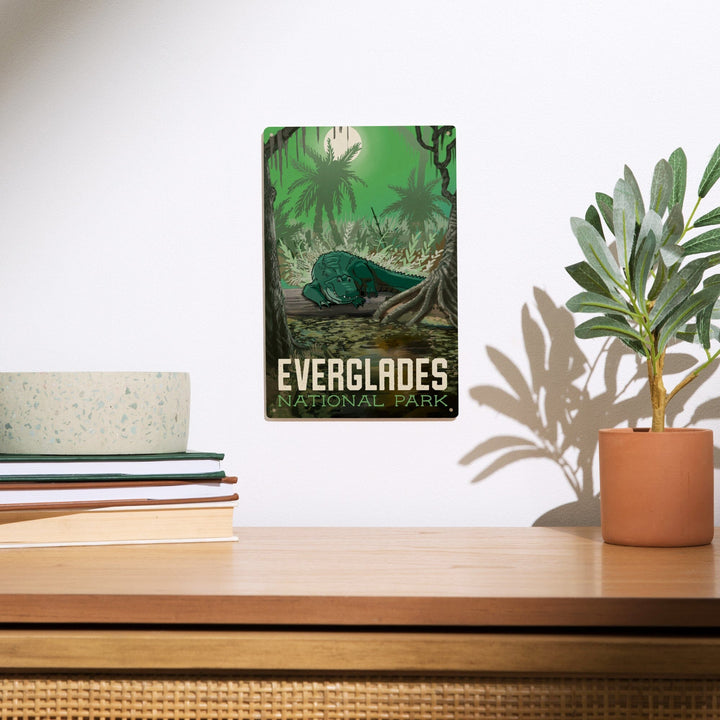 Everglades National Park, Florida, Alligator in Swamp, Wood Signs and Postcards Wood Lantern Press 