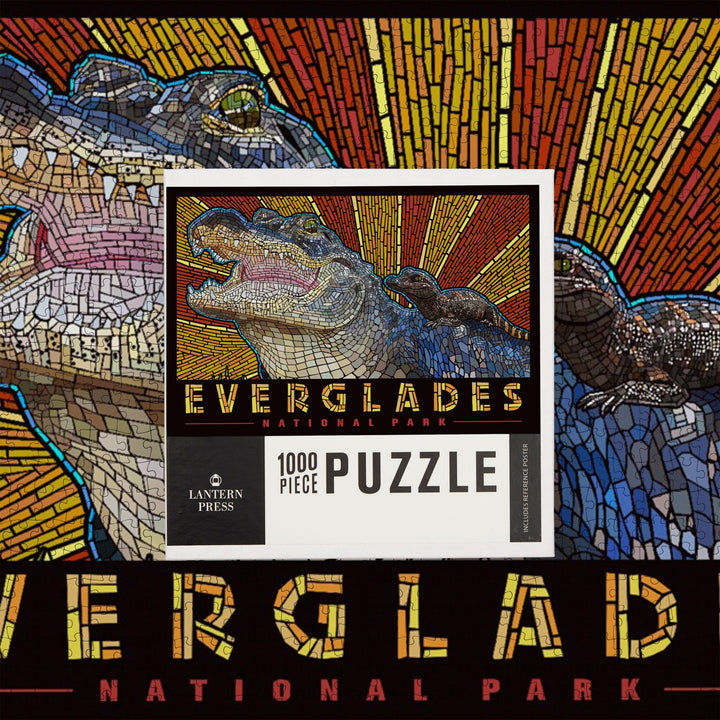Everglades National Park, Florida, Alligator Mosaic, Jigsaw Puzzle Puzzle Lantern Press 