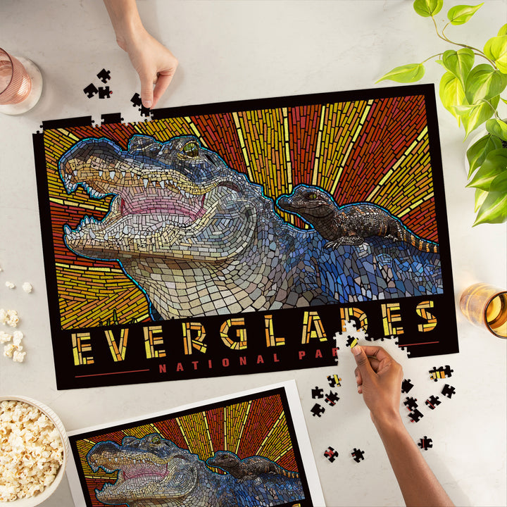 Everglades National Park, Florida, Alligator Mosaic, Jigsaw Puzzle Puzzle Lantern Press 
