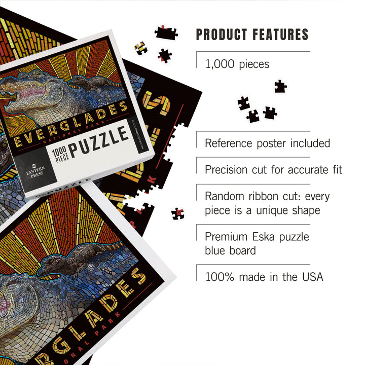 Everglades National Park, Florida, Alligator Mosaic, Jigsaw Puzzle Puzzle Lantern Press 