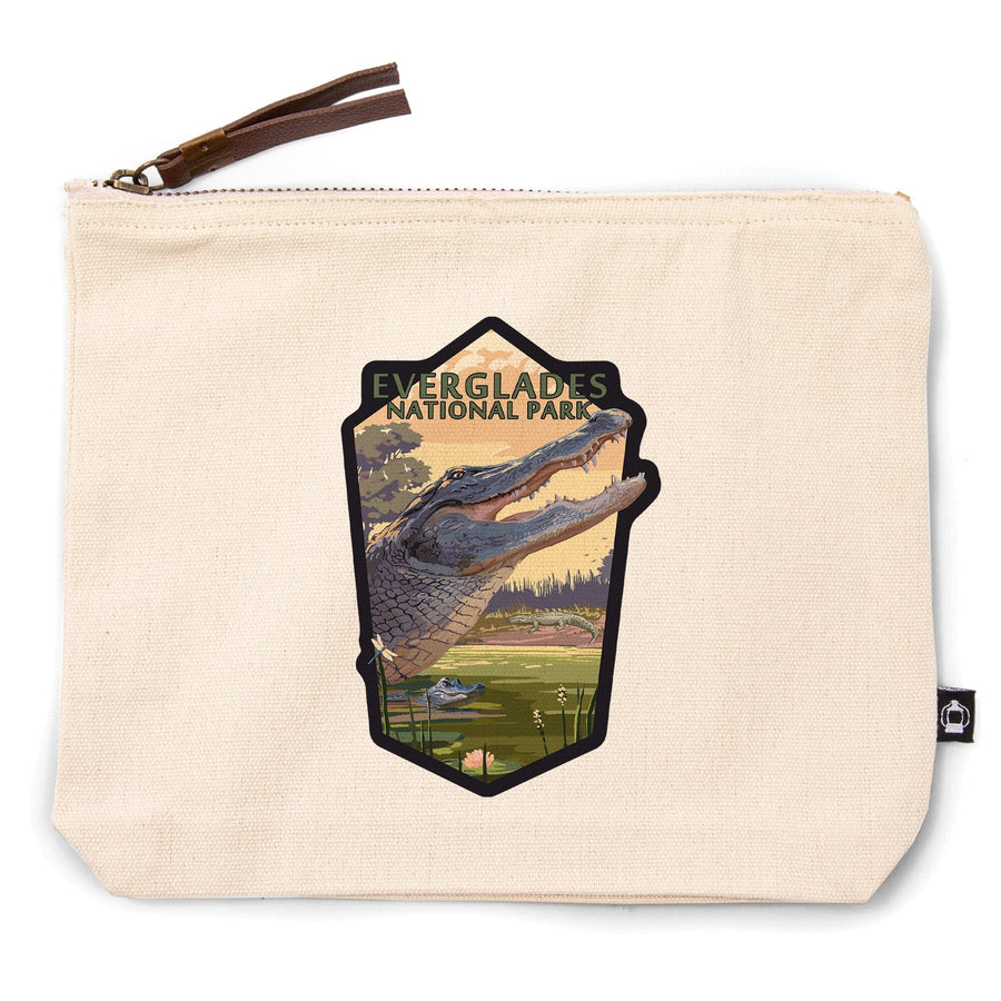 Everglades National Park, Florida, Alligator Scene,, Organic Cotton Zipper Pouch, Go Bag Go Bag Lantern Press 