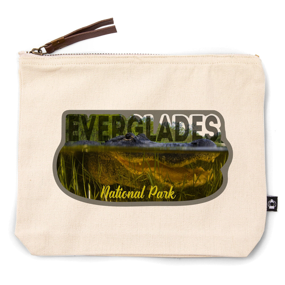 Everglades National Park, Florida, Alligator Underwater, , Photography, Organic Cotton Zipper Pouch, Go Bag Go Bag Lantern Press 