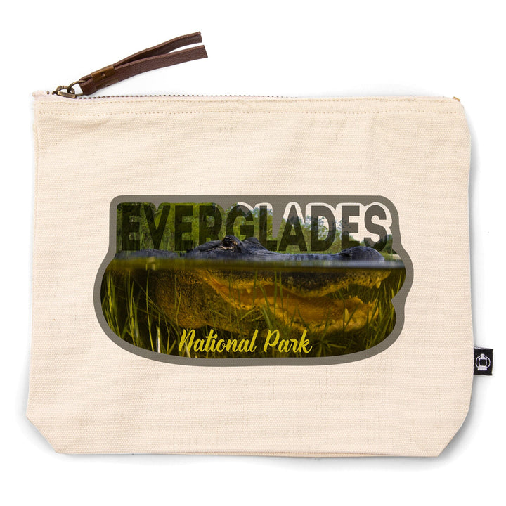 Everglades National Park, Florida, Alligator Underwater, , Photography, Organic Cotton Zipper Pouch, Go Bag Go Bag Lantern Press 