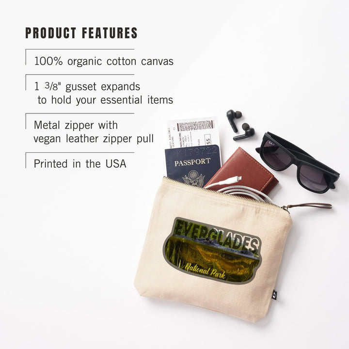 Everglades National Park, Florida, Alligator Underwater, , Photography, Organic Cotton Zipper Pouch, Go Bag Go Bag Lantern Press 