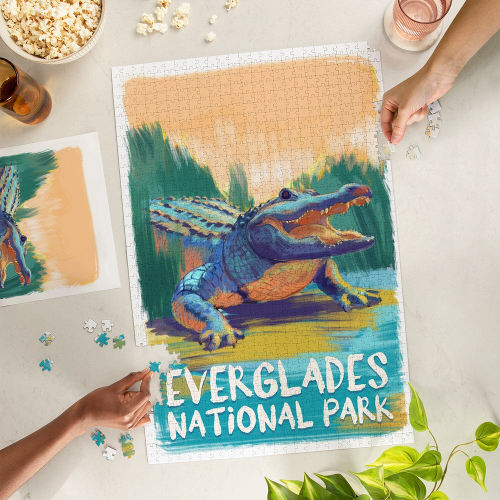 Everglades National Park, Florida, Alligator, Vivid, Jigsaw Puzzle Puzzle Lantern Press 