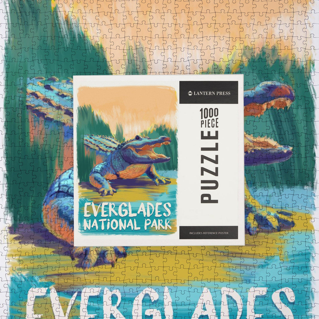 Everglades National Park, Florida, Alligator, Vivid, Jigsaw Puzzle Puzzle Lantern Press 