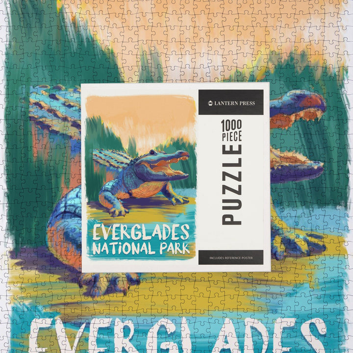 Everglades National Park, Florida, Alligator, Vivid, Jigsaw Puzzle Puzzle Lantern Press 