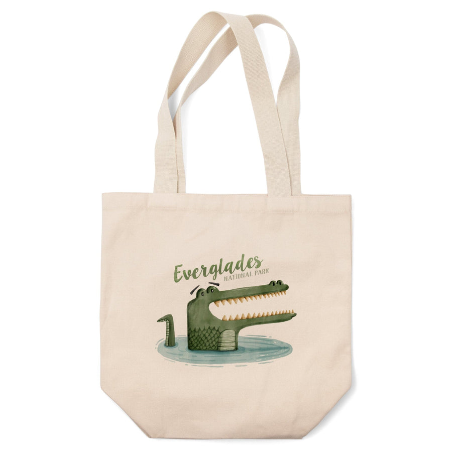 Everglades National Park, Florida, Alligator, Watercolor, Lantern Press Artwork, Tote Bag Totes Lantern Press 