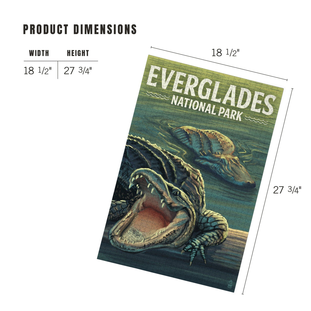 Everglades National Park, Florida, Alligators, Jigsaw Puzzle Puzzle Lantern Press 