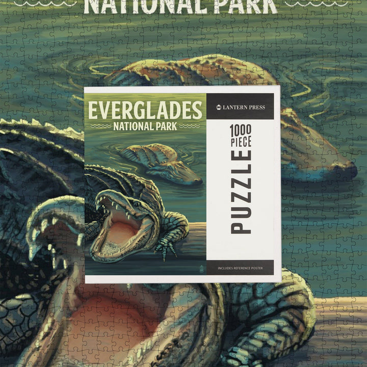 Everglades National Park, Florida, Alligators, Jigsaw Puzzle Puzzle Lantern Press 