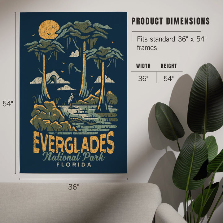Everglades National Park, Florida, Distress Vector Shapes, Art & Giclee Prints Art Lantern Press 