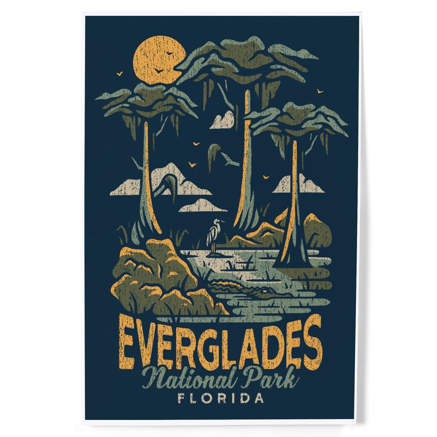 Everglades National Park, Florida, Distress Vector Shapes, Art & Giclee Prints Art Lantern Press 