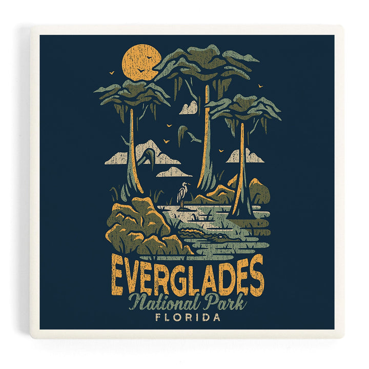 Everglades National Park, Florida, Distress Vector Shapes, Coasters Coasters Lantern Press 