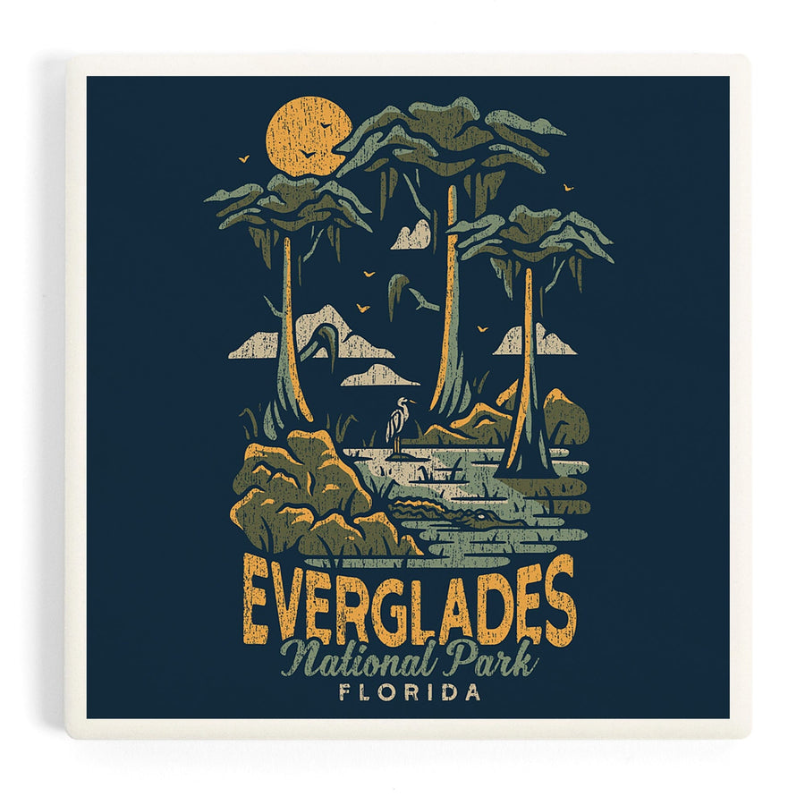 Everglades National Park, Florida, Distress Vector Shapes, Coasters Coasters Lantern Press 