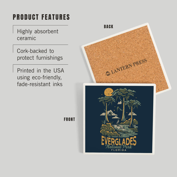 Everglades National Park, Florida, Distress Vector Shapes, Coasters Coasters Lantern Press 