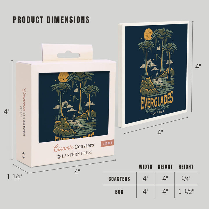 Everglades National Park, Florida, Distress Vector Shapes, Coasters Coasters Lantern Press 