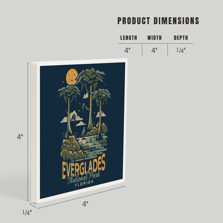 Everglades National Park, Florida, Distress Vector Shapes, Coasters Coasters Lantern Press 