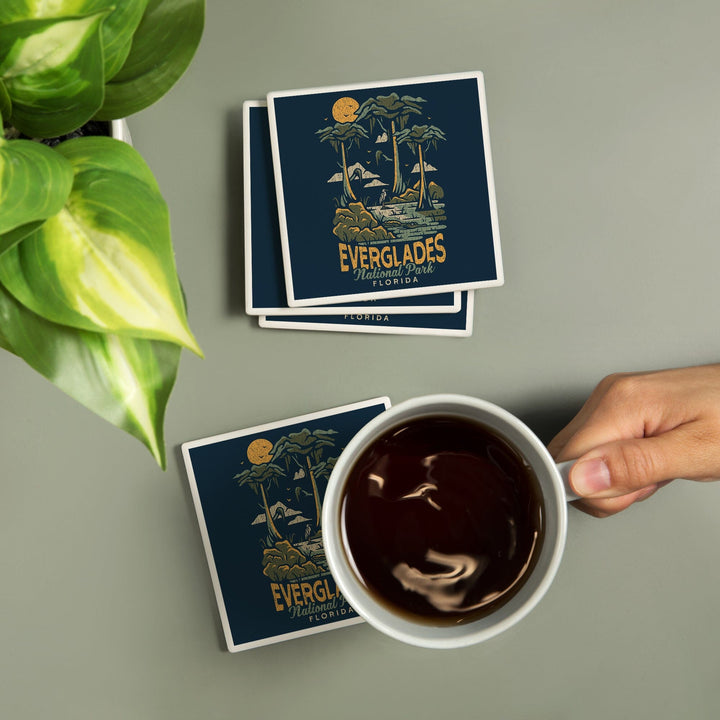Everglades National Park, Florida, Distress Vector Shapes, Coasters Coasters Lantern Press 