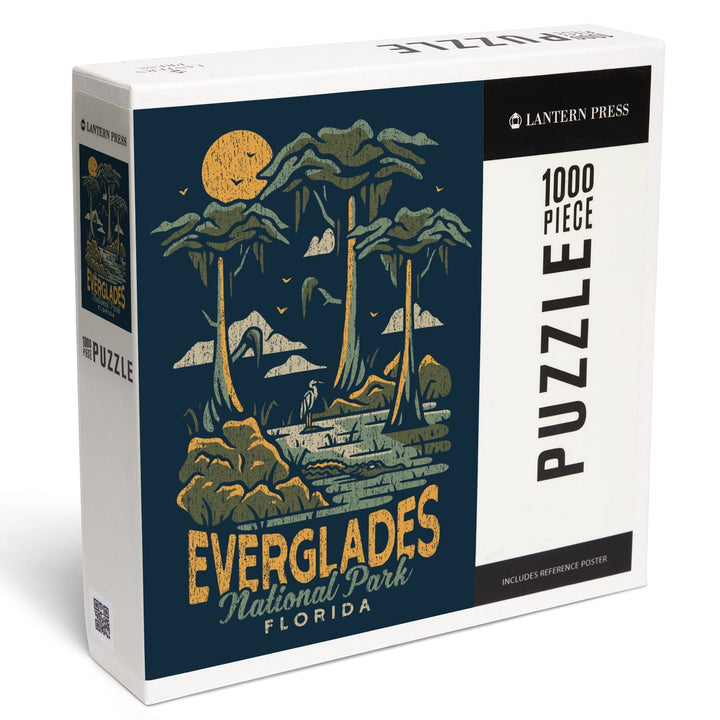 Everglades National Park, Florida, Distress Vector Shapes, Jigsaw Puzzle Puzzle Lantern Press 