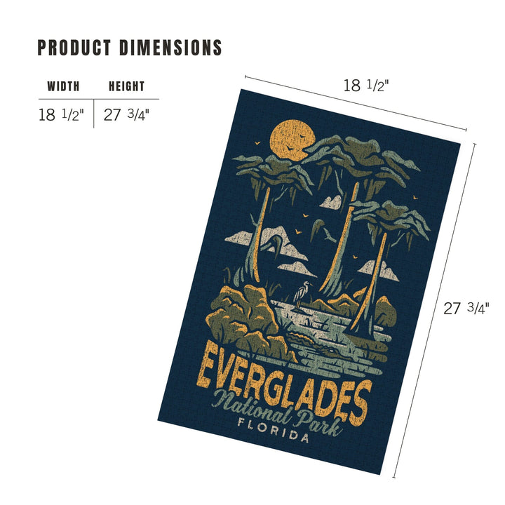 Everglades National Park, Florida, Distress Vector Shapes, Jigsaw Puzzle Puzzle Lantern Press 