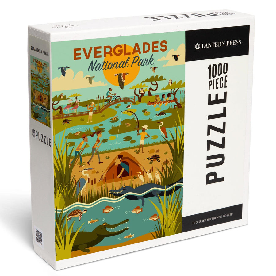 Everglades National Park, Florida, Geometric, Jigsaw Puzzle Puzzle Lantern Press 