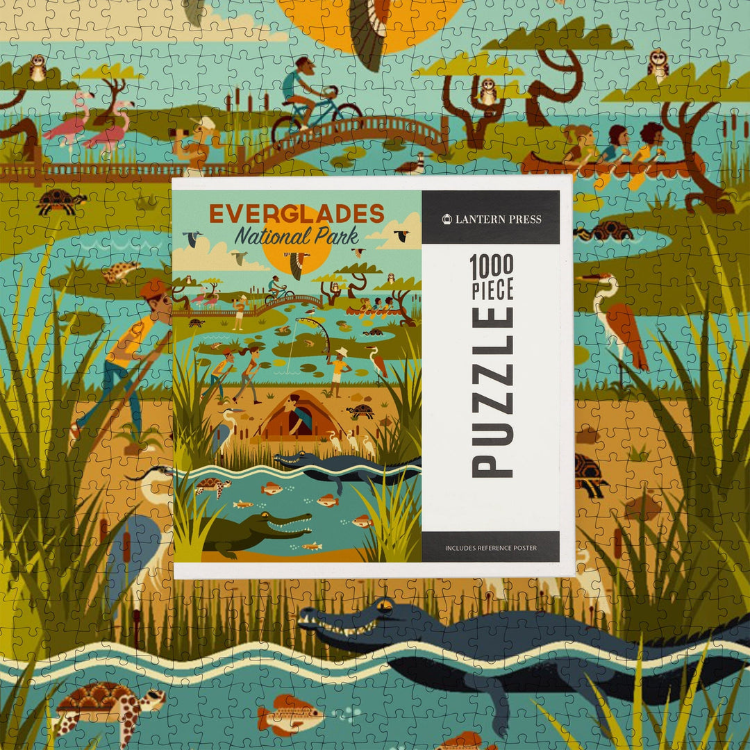 Everglades National Park, Florida, Geometric, Jigsaw Puzzle Puzzle Lantern Press 