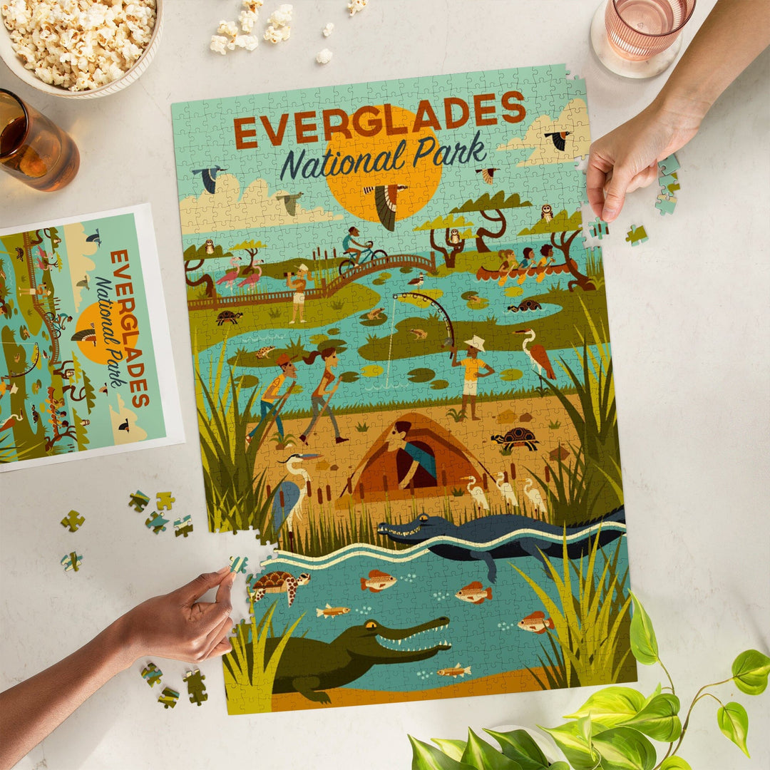 Everglades National Park, Florida, Geometric, Jigsaw Puzzle Puzzle Lantern Press 