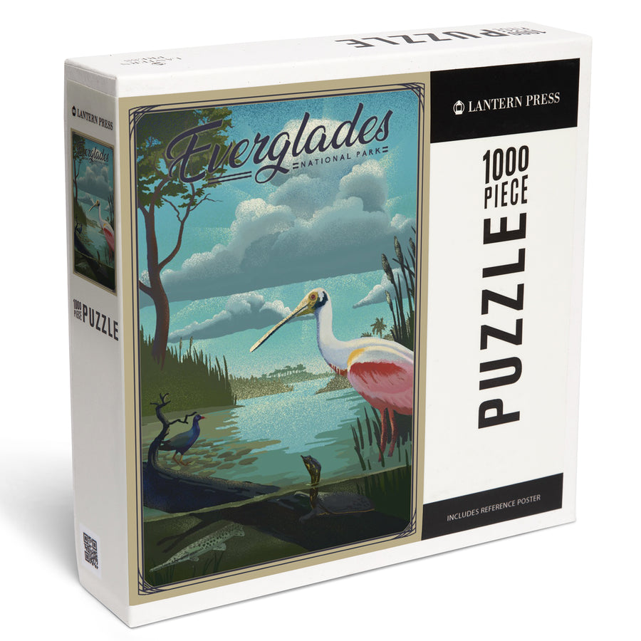 Everglades National Park, Florida, Lithograph National Park Series, Jigsaw Puzzle Puzzle Lantern Press 