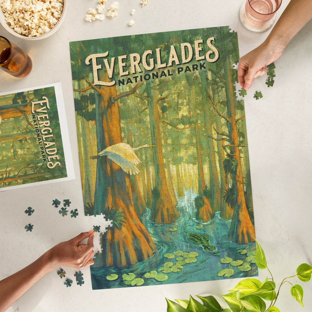 Everglades National Park, Florida, Oil Painting, Jigsaw Puzzle Puzzle Lantern Press 