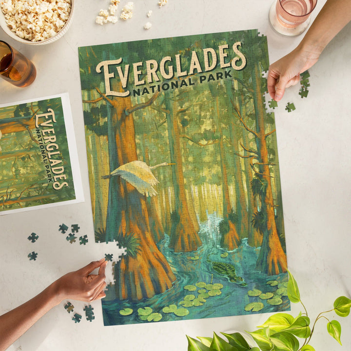 Everglades National Park, Florida, Oil Painting, Jigsaw Puzzle Puzzle Lantern Press 