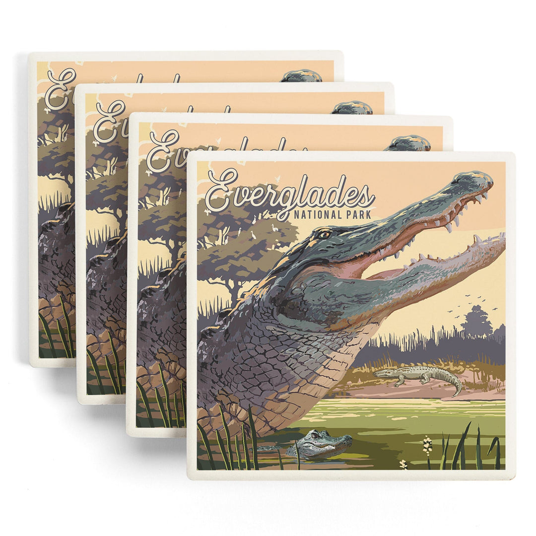 Everglades National Park, Florida, Painterly National Park Series, Coasters Coasters Lantern Press 