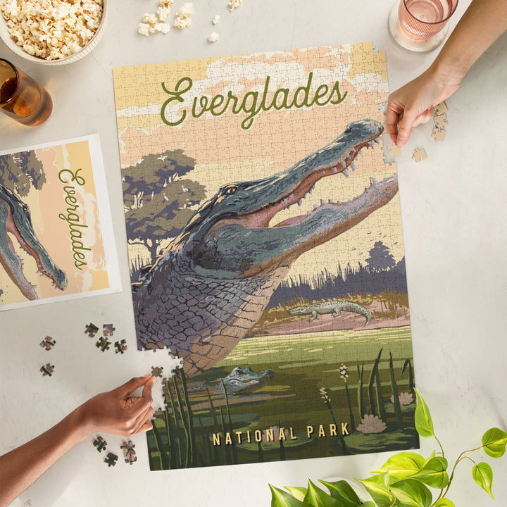 Everglades National Park, Florida, Painterly National Park Series, Jigsaw Puzzle Puzzle Lantern Press 