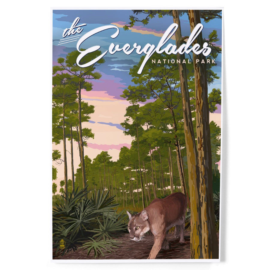 Everglades National Park, Florida, Panther and Pinelands, Painterly National Park Series, Art & Giclee Prints Art Lantern Press 