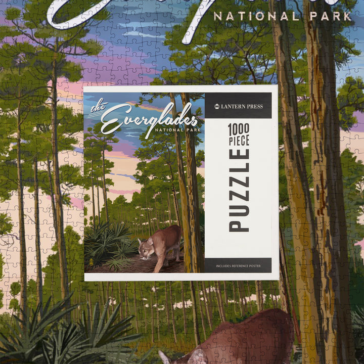 Everglades National Park, Florida, Panther and Pinelands, Painterly Series, Jigsaw Puzzle Puzzle Lantern Press 