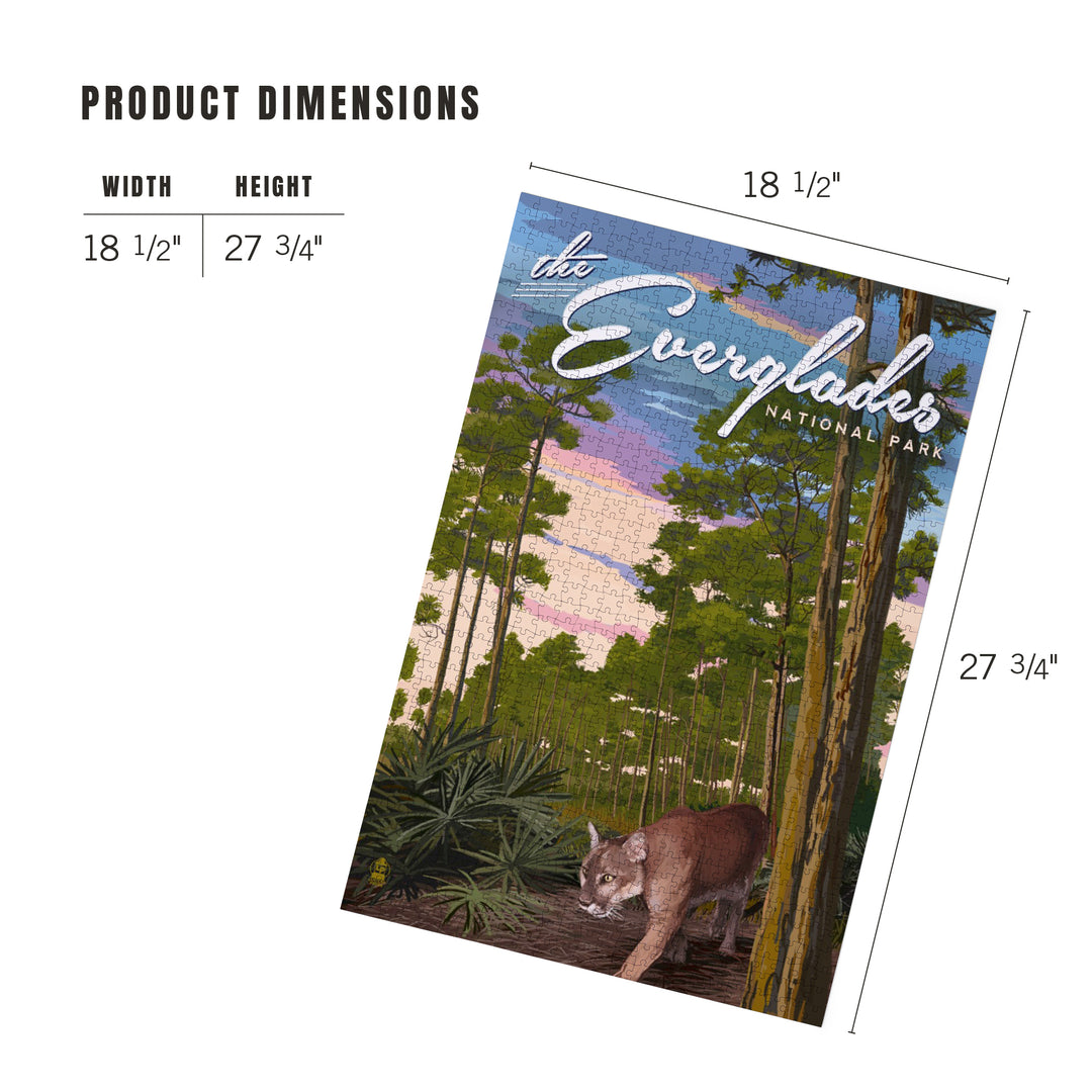 Everglades National Park, Florida, Panther and Pinelands, Painterly Series, Jigsaw Puzzle Puzzle Lantern Press 
