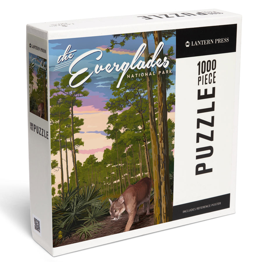 Everglades National Park, Florida, Panther and Pinelands, Painterly Series, Jigsaw Puzzle Puzzle Lantern Press 