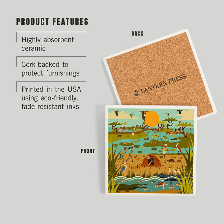 Everglades National Park, Geometric, Coasters Coasters Lantern Press 
