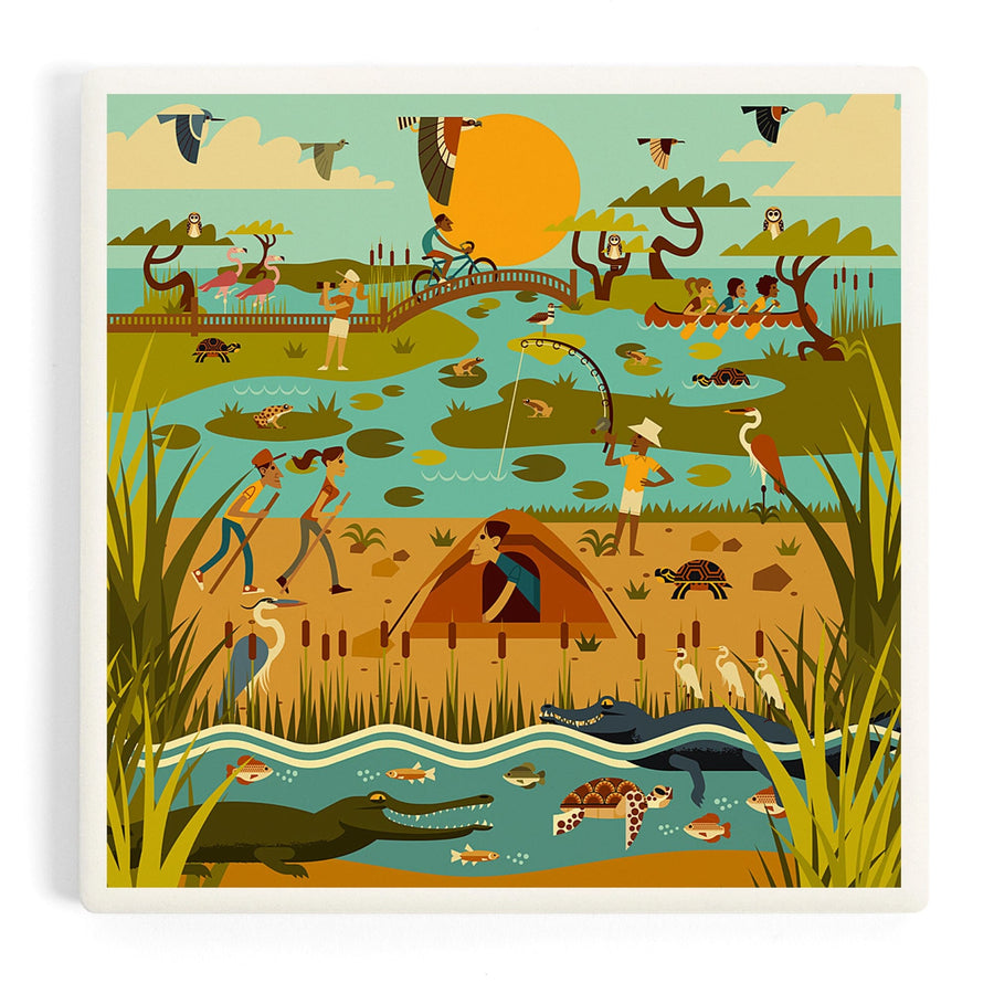 Everglades National Park, Geometric, Coasters Coasters Lantern Press 