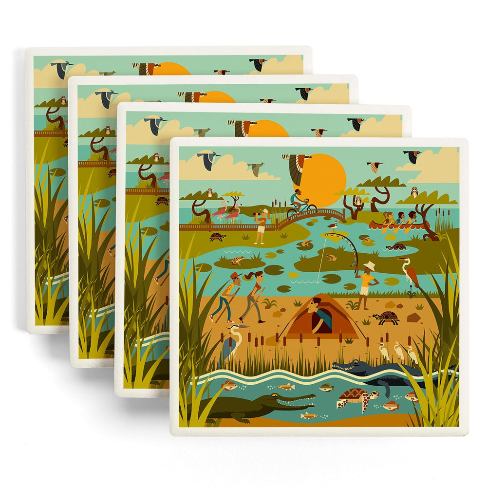 Everglades National Park, Geometric, Coasters Coasters Lantern Press 