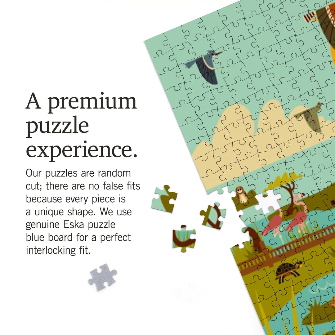 Everglades National Park, Geometric, Jigsaw Puzzle Puzzle Lantern Press 