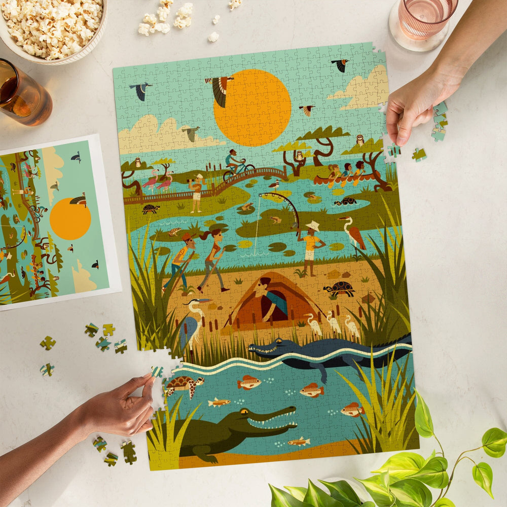 Everglades National Park, Geometric, Jigsaw Puzzle Puzzle Lantern Press 