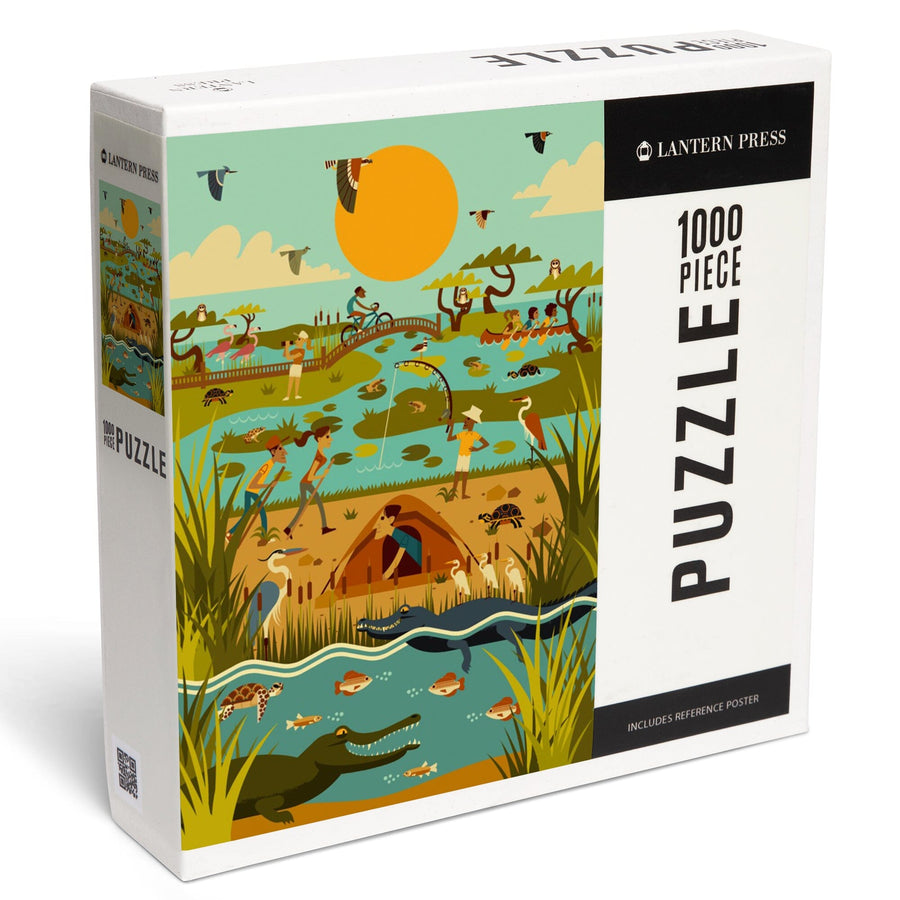 Everglades National Park, Geometric, Jigsaw Puzzle Puzzle Lantern Press 