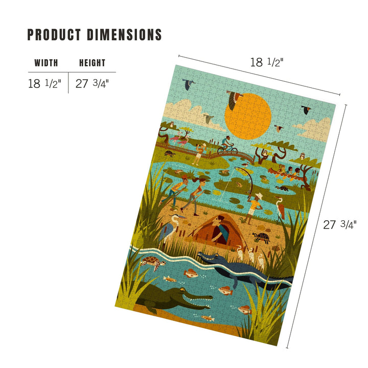 Everglades National Park, Geometric, Jigsaw Puzzle Puzzle Lantern Press 