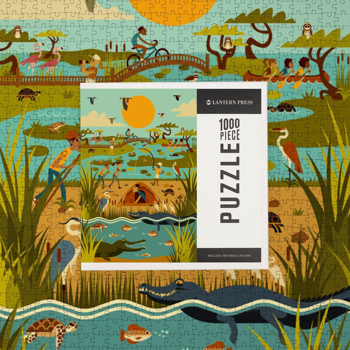 Everglades National Park, Geometric, Jigsaw Puzzle Puzzle Lantern Press 