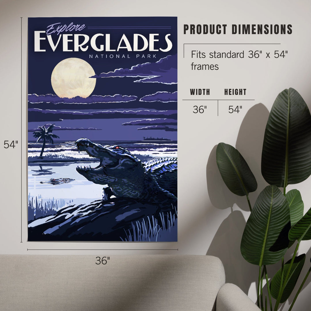 Everglades National Park, Night Alligator, Painterly National Park Series, Art & Giclee Prints Art Lantern Press 